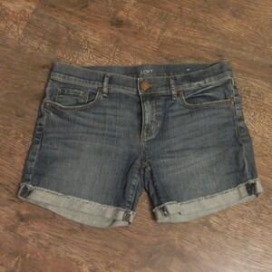 LOFT Denim Roll Shorts‎ Cuffed Hem Casual Everyday Blue Jean Shorts Size 0
